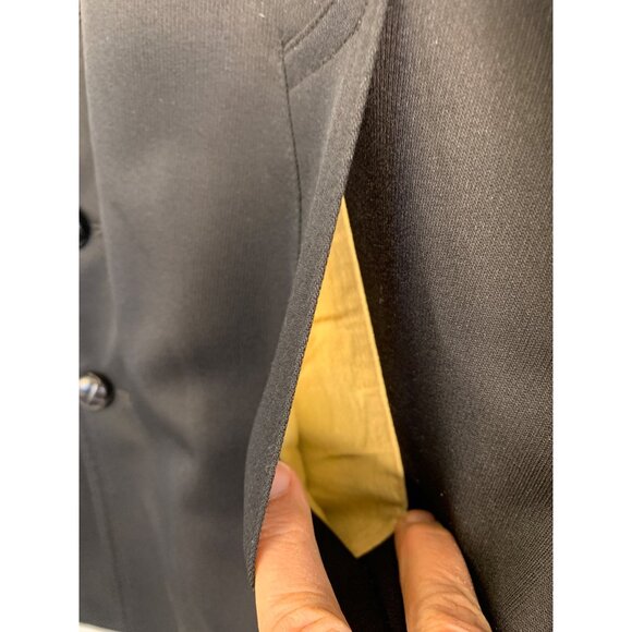 London Fog Mens Black Wool Blend Over Coat Faux Fur Collar Size 38S RJ10624 - Picture 9 of 9